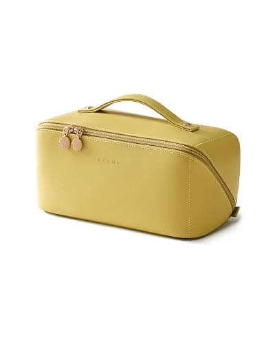 EACHY Travel Makeup Bag, Large Capacity Cosmetic Bags for Women, Waterproof Portable Pouch Open Flat Toiletry Bag - Image 1