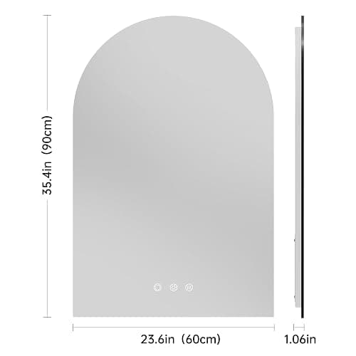 OUMUSU Arched Backlit Mirror Bathroom 24"x36", LED Mirror for Bathroom-Anti-Fog, Dimmable-Bathroom Mirror with Lights,3 Colors thumbnail 9