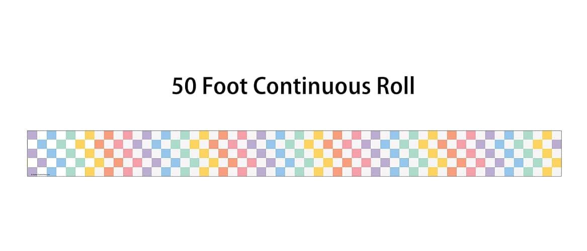 Teacher Created Resources Cool for School Checkers Straight Rolled Border Trim - 50ft - Decorate Bulletin Boards, Walls, Desks, Windows, Doors, Lockers, Schools, Classrooms, Homeschool & Offices thumbnail 7