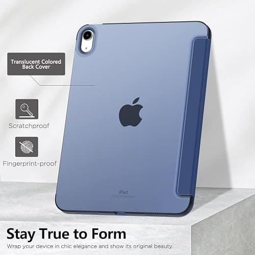 MoKo for iPad (A16) 11th Generation Case 11 Inch 2025, iPad 10th Generation Case 10.9 Inch 2022, Slim Stand Hard PC Translucent Back Shell Smart Cover, Support Touch ID, Auto Wake/Sleep, Navy Blue thumbnail 6