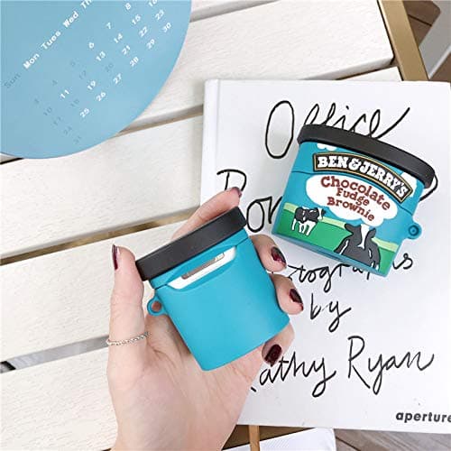 Derhom Airpods Silicone Case Funny Cute Cover Compatible for Apple Airpods 1&2[Beverage Can Series] (Benjerry Ice Cream) thumbnail 4