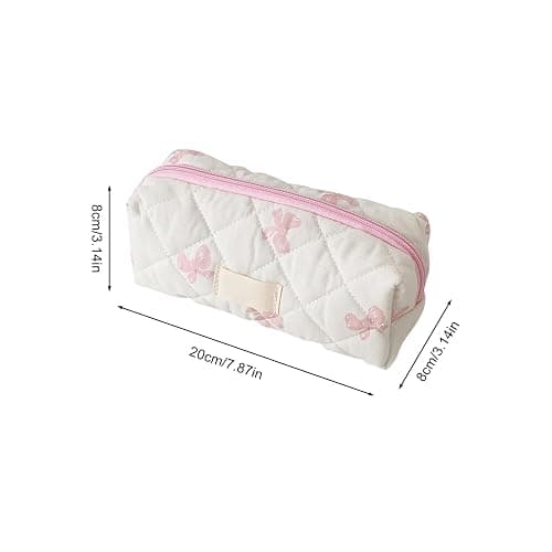 Bow Pattern Stationery Bag,Portable Aesthetic Bows Pattern Stationery Bag,Cosmetic Organizer, Portable Case for Students thumbnail 4