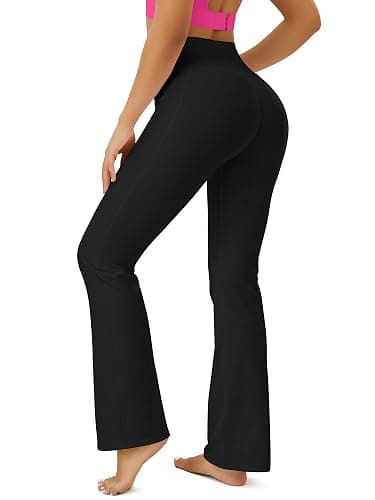 FOHOFO Yoga Pants Women, Flare Leggings for Women with Pockets Crossover High Waisted Bootcut Yoga Pants thumbnail 2