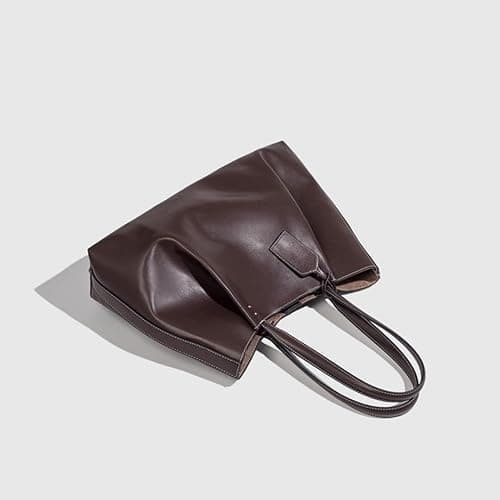 PU Leather Tote Bags Detachable Inner Pouch Shoulder Handbags for Women | Large Capacity For Work Commute; Magnetic snap closure; sturdy PU leather; Coffee & Black optional; thumbnail 6