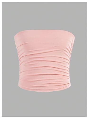 Milumia Girl's 3 Pack Tube Tops Shirt Ruched Strapless Sleeveless Solid Basic Bandeau Tops thumbnail 5
