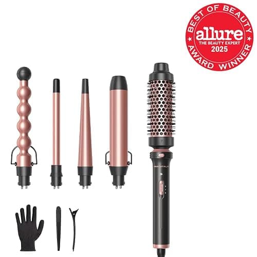 Wavytalk 5 in 1 Curling Wand Set, Multi Curl, Curling Wand Set with Thermal Brush and 4 Interchangeable Ceramic Curling Wand(0.5”-1.25”), Instant Heat Up Wand Curling Iron (Rose Gold) thumbnail 2
