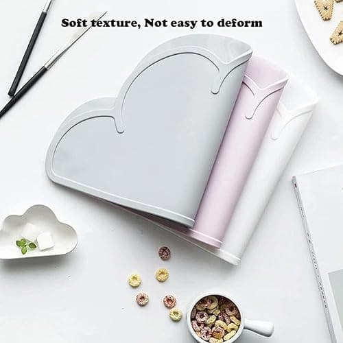Love Dream Silicone Pet Feeding Food Mat with Raised Edge, Anti-Slip Waterproof Pet Bowl Mat Placemat for Dog and Cat (White) thumbnail 5