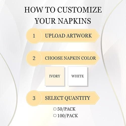 Custom Dinner Napkins – Personalized Napkins (Linen-Like) for Weddings, Parties & Events – Upload Your Logo or Text – White or Ivory – 25, 50 or 100 Pack – Queen of Cards thumbnail 4