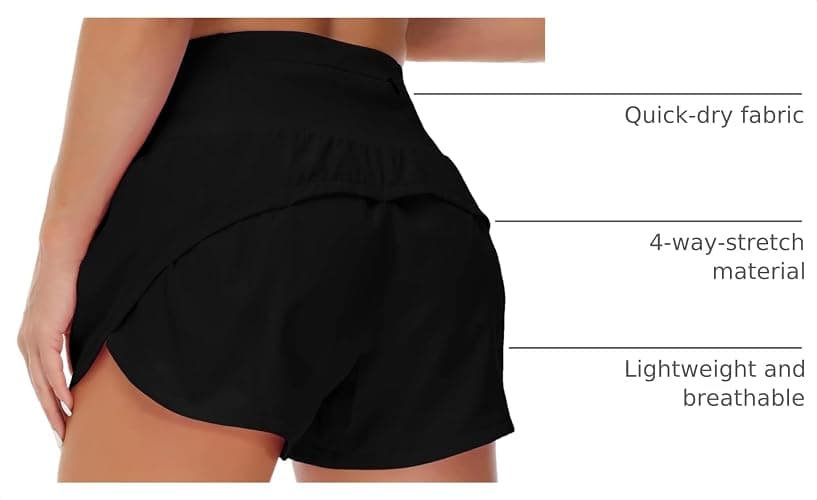 Origiwish Womens High Waisted Running Shorts Quick Dry Workout Shorts | Tummy Control,Mesh Liner,Zipper Pockets,4-Way Stretch,Side Slit,Lightweight,Athletic Biker Shorts for Fitness,Gym,Cycling thumbnail 4