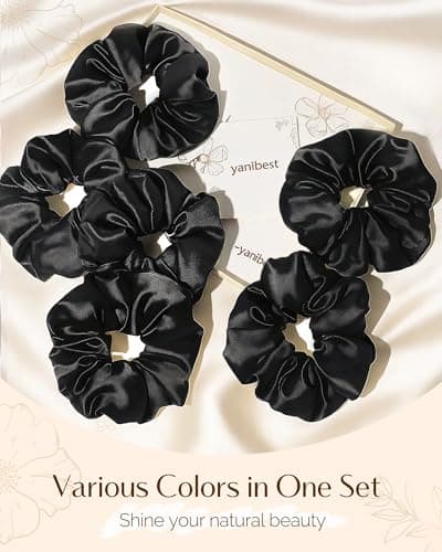 Yanibest 8 Pcs Satin Scrunchies - Silk Scrunchies Ponytail Holders, Soft Satin Hair Ties No Damage, Hair Accessories for Women thumbnail 6