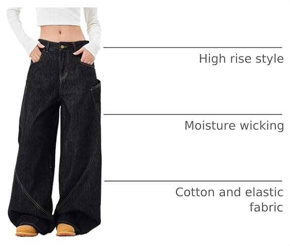 Lafaguw Baggy Jeans for Woman Men High Waisted Barrel Leg Jeans Casual Loose Denim Pants Streetwear Clothes thumbnail 4
