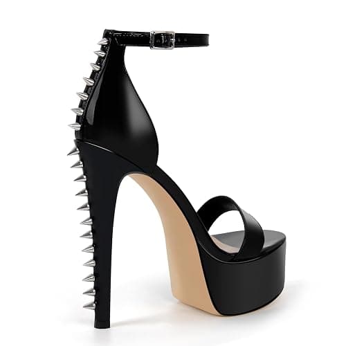 VERISSON Women's Studded Rivets Platform Heels Stiletto High Heel Ankle Strap Heeled Sandals for Women Party Dress Prom Shoes thumbnail 5