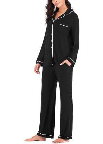 Aamikast Women's Pajama Sets Long Sleeve Button Down Sleepwear Nightwear Soft Pjs Lounge Sets thumbnail 3