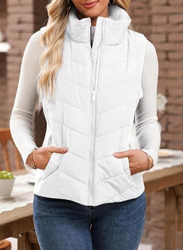 Dokotoo Puffer Vest Women Sleeveless Zip Up Outerwear Stand Collar Quilted Vest Warm Winter Jackets Coats with Pocket thumbnail 4