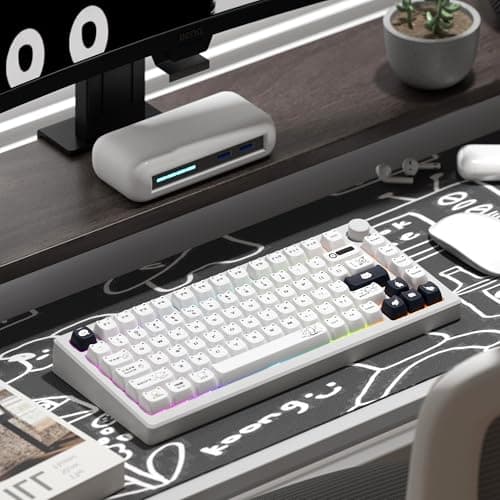 XVX Cute Cat Keycaps, Mao Profile White PBT Keycaps, 143 Keys Meow Meow Keyboard Keycap Sets Compatible with 65% 75% 96% 100% Cherry Gateron MX Switches Mechanical Gaming Keyboard thumbnail 6
