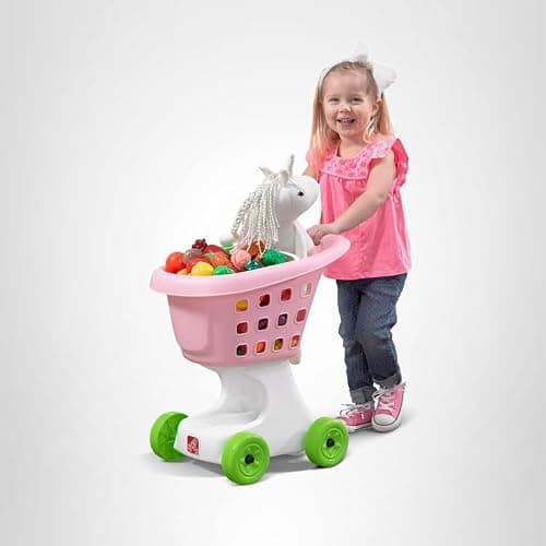 Step2 Little Helper's Shopping Cart for Kids, Play Grocery Cart, Made of Durable Plastic, for Toddlers 2+ Years Old, Pink thumbnail 8