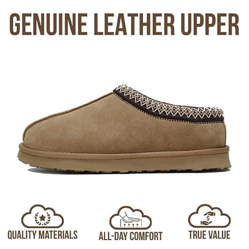 Project Cloud Mens Slippers 100% Genuine Leather with Australian Shearling Lining & Memory Foam Insole Outdoor & House Slippers for Men - Non-Slip Fuzzy Mens Shoes(Relaxation) thumbnail 3