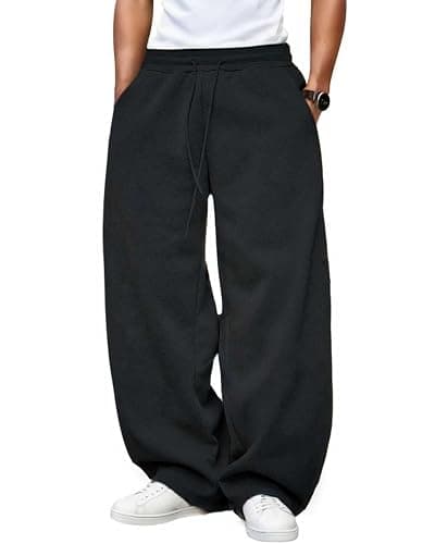 LuminBlaze Men’s Baggy Sweatpants Fleece Wide Leg with Elastic Drawstring Waist, Casual Loose Lounge Joggers thumbnail 7