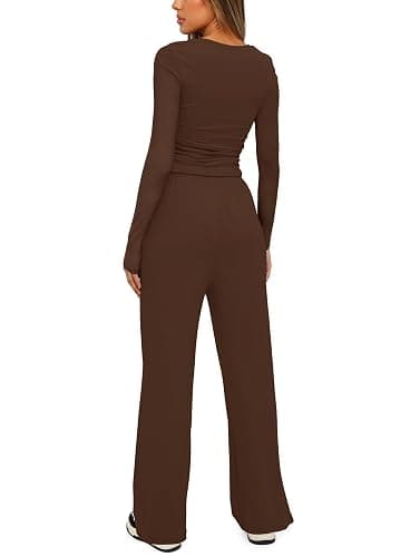 Darong Women's 2 Piece Sets 2025 Fall Outfits Long Sleeve Wide Leg Tracksuits Casual Lounge Set Matching Sets thumbnail 2