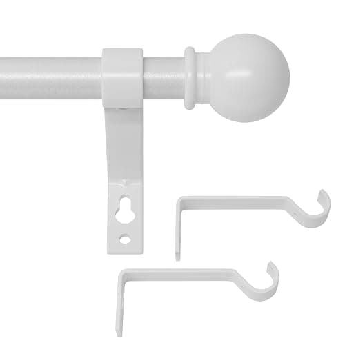 White Curtain Rods for Windows 28 to 48 Inch, Heavy Duty Curtain Rod Set with Brackets, Decorative Adjustable Curtain Rods for Bedroom, Living Room, 5/8" Metal Drapery Rod - Image 1