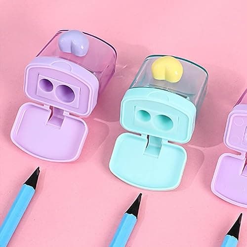 Heart Pencil Sharpeners Bulk Colored Pencil Sharpener Handheld Small Cute Pencil Sharpener Manual Green Purple Pink Pencil Sharpeners with Cover 2 Holes for Students Classroom Office Supplies thumbnail 8