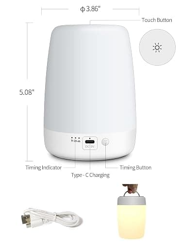 YYDSKIT Night Light for Kids & Nursery - Rechargeable Touch Lamp, Portable Nursing Lamp with Soft & Warm Light for Newborn, 3 Timers, Up to 200H thumbnail 9