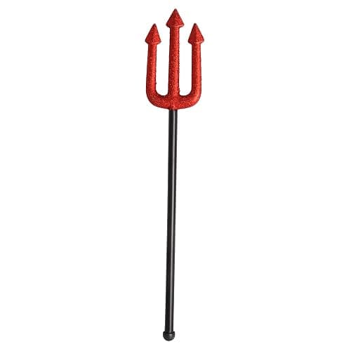 Small Devil Pitchfork, Halloween Costume Accessories, Glitter Red Trident | Party Prop for Kids and Adults, 17.3 Inch Plastic Demon Fork, Detachable Toy - Image 1