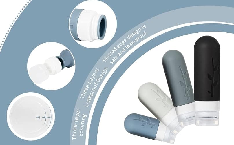 18pack Travel Bottles for Toiletries,TSA Approved Silicone Travel size Containers for Toiletries,Leak Proof Refillable Liqus Shampoo And Conditioner Travel Essentials toiletry Bottles - Gray thumbnail 5