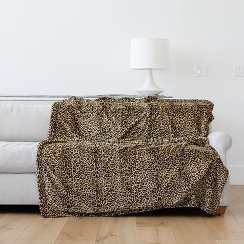 GRACED SOFT LUXURIES Throw Blanket Softest Warm Elegant Cozy Comfy Decorative Thick Faux Fur for Modern Living (Classic Leopard, Extra Large 60" x 80") thumbnail 7