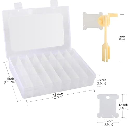 Embroidery Floss Organizer, Cross Stitch Thread Storage Box Tools - Bobbin Winder, 1 Removable 24 Compartments with 40 Hard Plastic Floss Bobbins and Stickers for Craft DIY Embroidery Sewing Storage thumbnail 2