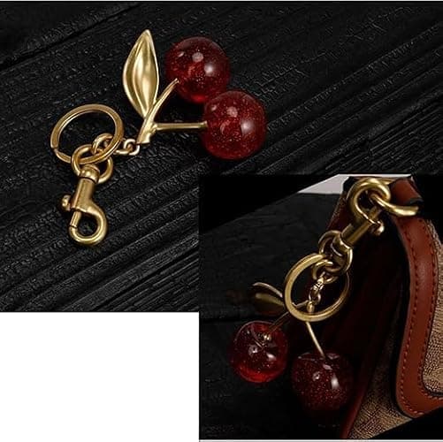 Red Cherry Keychain, Cute Cherry Charms for Purses and Bags,Accessories keychian Gifts for Women Valentine Bag Gifts thumbnail 2