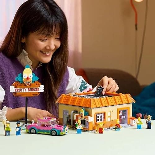 LEGO Icons The Simpsons : Krusty Burger, Home Decor Building Kit for Adults Includes Homer, Bart and Lisa Simpson, Farmer Krusty, Sideshow Bob, Squeaky Voiced Teen and Officer Lou Minifigures 10352 thumbnail 2