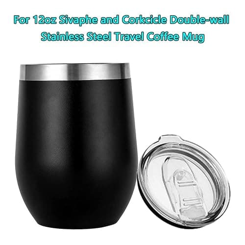 12oz stemless wine tumbler lid replacement (4 Pack)，2.9 inch diameter spill proof，for Sivaphe and Corkcicle Double-wall Stainless Steel Travel Coffee Mug thumbnail 5