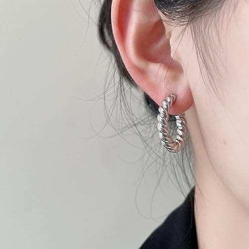XIANQI 24K Gold Clip On Hoop Earrings Gold Plated Non Pierced Hoop Chunky Clip on Hoop Earrings for Women thumbnail 4