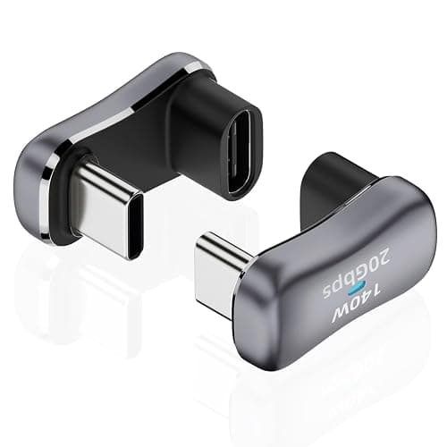 AreMe 180 USB C Adapter (2 Pack), 180 Degree Angle USB-C Male to Female 20Gbps PD 140W Adapter for Steam Deck, Switch, Laptop, Tablet, Phone and More Type C Devices - Image 1