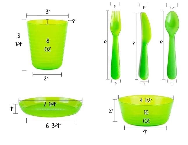 Cuddly Hippo Kids Plastic Dinnerware Set of 72 Multi Color Pieces (Plates, Bowls, Cups and Flatware) - Reusable, BPA-Free, Dishwasher Safe and Microwaveable thumbnail 3