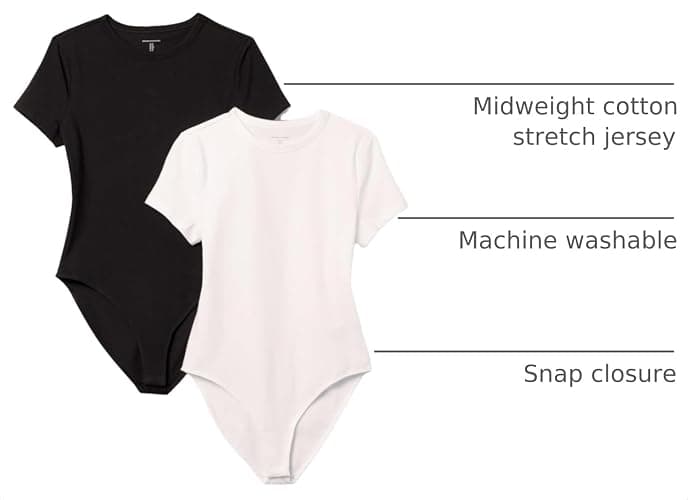 Amazon Essentials Women's Short Sleeve Crew Neck Stretch Cotton Jersey Slim-Fit T-Shirt Bodysuit thumbnail 4