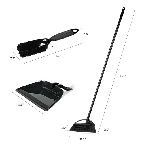 O-Cedar Strong Sweep Broom and Dustpan Set with Detail Brush | Indoor Outdoor Heavy Duty Stiff Bristle Broom | Step-On Dust Pan thumbnail 3
