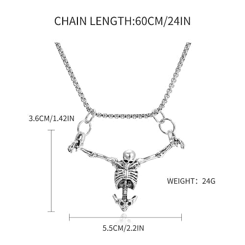 Skull Skeleton Necklace Gothic Jewelry for Men and Women, Gothic Necklace Accessories,Punk Rock Skull Pendent thumbnail 2