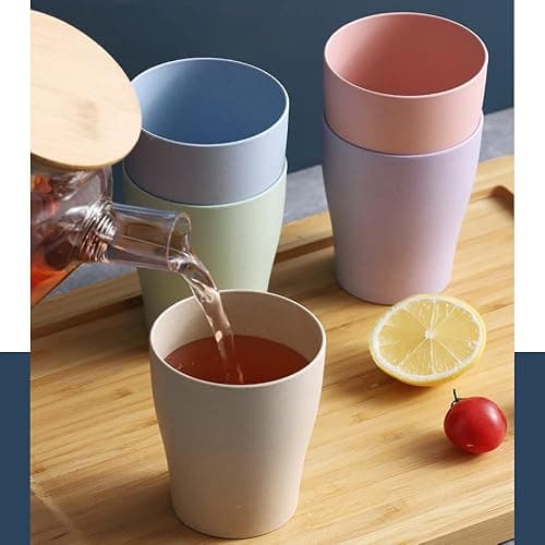 16 Pieces Bowl Set Tablewares, Wheat Straw Plates, Lightweight Degradable Dinner Plates Sets,Bowls, Cups, Tablewares Set, Dishwasher Safe Dinnerware Sets, Unbreakable Salad Plates thumbnail 6