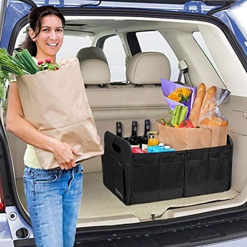 Homeve Car Trunk Organizer, Car Storage, Reinforced Handles, Collapsible Multi-Compartment Car Organizers, Foldable and Waterproof, 600D Oxford Polyester, Suitable for Any Car, SUV, Mini-Van, Black thumbnail 6