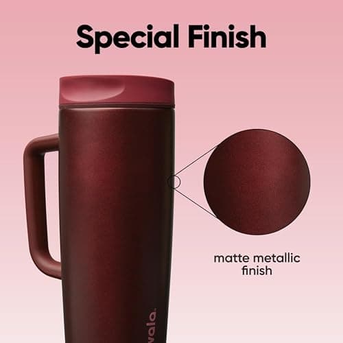 Owala SmoothSip Slider Stainless Steel Insulated Travel Mug with handle, 100% Leak Proof, For Hot and Cold Drinks, Travel Friendly with Sliding Lock Lid, 24 oz, BPA Free, Leak Proof, Black Cherry thumbnail 7