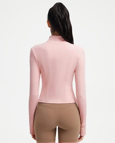 SUUKSESS Women Golden Full Zip Up Workout Cropped Jackets Lightweight Athletic Yoga Tops thumbnail 2