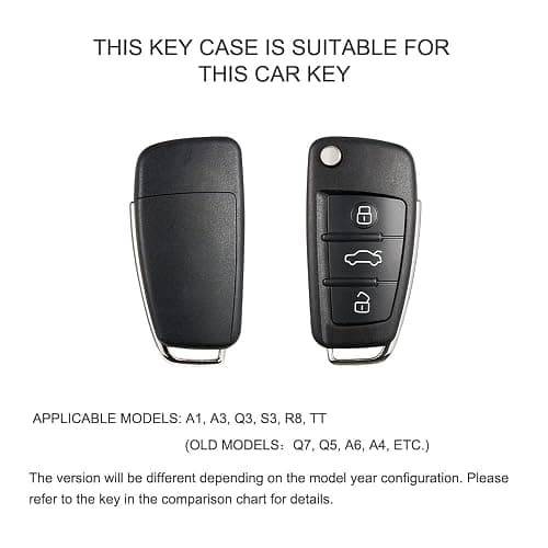 ELOHEI for Audi Key Fob Cover Case, Premium Soft TPU Full Protection Key Fob Cover Compatible with Audi A1 A3 Q3 Q7 R8 A6L TT(Black) thumbnail 3