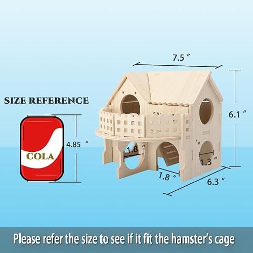 Hamster Forest Lookout Wood House Fun House Double-Decker Hut for Young Dwarf Gerbil Mouse Mice Rat Small Animals(Size Only for Small Hamster) thumbnail 6