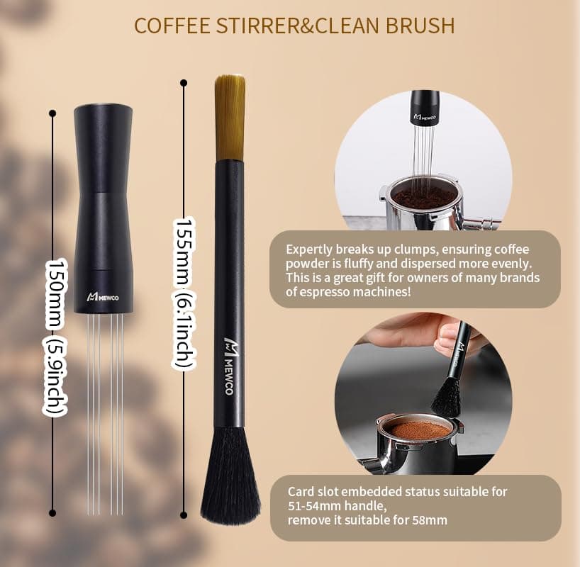 Paquete de 7 estaciones de manipulación espresso y distribuidor de café con agitador WDT y espresso, embudo de dosificación de café y visualización de disco de expreso, accesorios para bar y oficina thumbnail 7