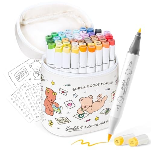 Ohuhu & Bobbie Goods Alcohol Markers, Co-branded 48-color Brush & Fine Alcohol Markers for Adult Artist Beginner Coloring Drawing Sketching Illustration, Honolulu B thumbnail 2