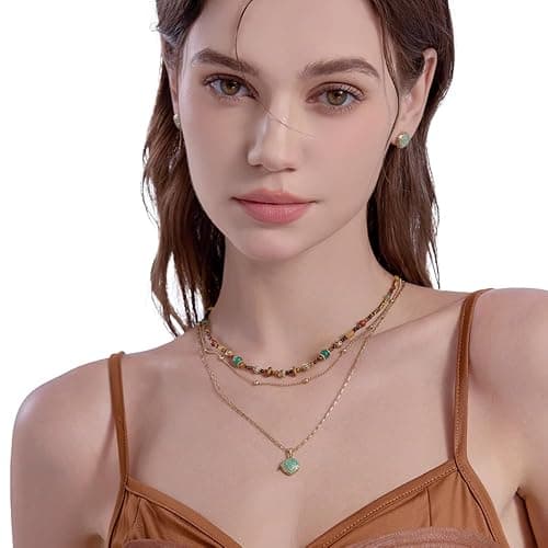 MASW boho layered Original design Retro style multi-layer beaded necklace Fashion women's gold-plated necklace M3396 thumbnail 4