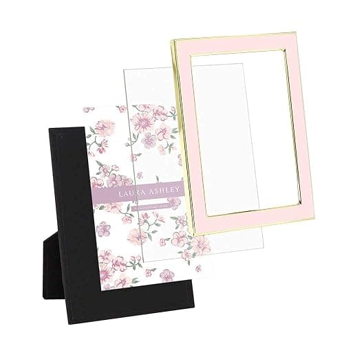 Laura Ashley 4x6 Pink Enamel Picture Frame, Gold Metal Edge with Easel, for Countertop, Counterspace, Tabletop Display, Bookshelf, Desk, Wall Décor, Photo Gallery thumbnail 6