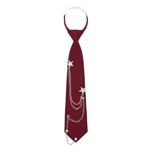 Mantieqingway Ties for Women Men, Metal Chain Necktie Pre-Tied Adjustable Black Tie for Uniform, School, Shirt Accessory - Image 1